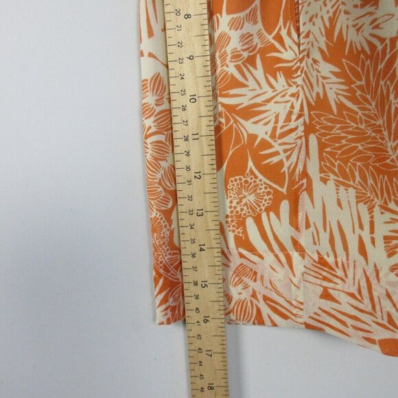 Club Monaco Floral Mini Skirt Women 4 Orange 100% Silk Tropical Beach 124 - Picture 7 of 8